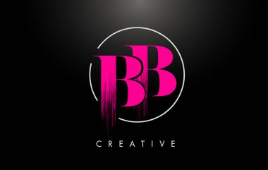 Pink BB Brush Stroke Letter Logo Design. Pink Paint Logo Leters  clipart