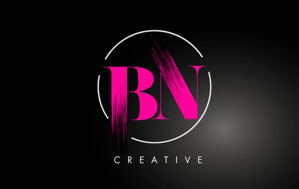Рожевий BN Пензель Інсульт Літера Дизайн логотипу. Рожева фарба Логотип Літери — стоковий вектор