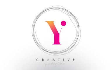 Yaratıcı Dairesel Kablo Çerçeveli Sanatsal Y Harfi Logo Tasarımı 