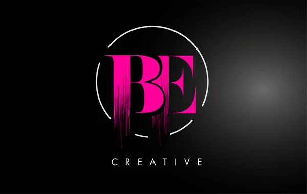 Pink BE Brush Stroke Letter Logo Design. Pink Paint Logo Leters — Stock Vector