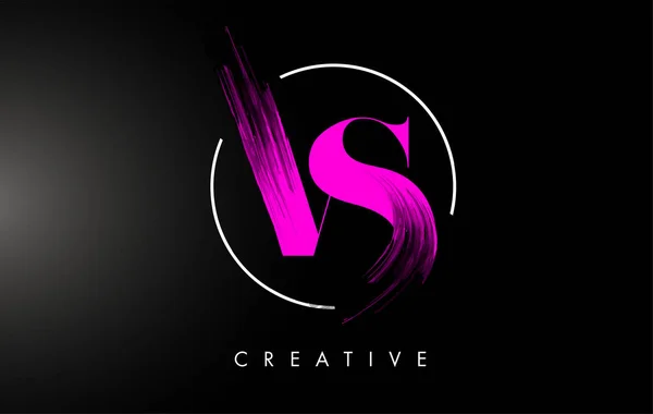 Pink Vs Brush Stroke Projekt logo listu. Różowe litery logo farby — Wektor stockowy