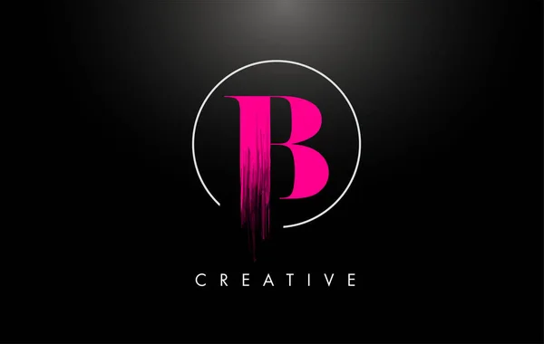 Pink B Brush Stroke Letter Σχεδιασμός λογοτύπου. Ροζ έγχρωμα γράμματα λογότυπου — Διανυσματικό Αρχείο