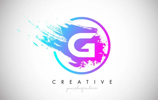 G Artistic Brush Letter Logo Σχεδιασμός σε μωβ μπλε χρώματα Διάνυσμα — Διανυσματικό Αρχείο