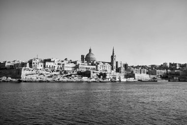 Valletta Skyline in the Evening, Malta Black and White Fotoğrafçılık