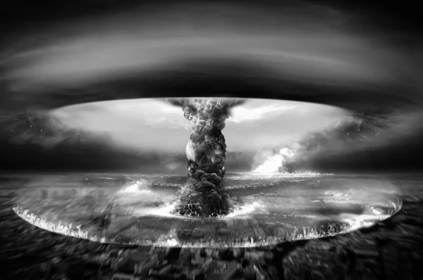 Guerre atomique nucléaire Photographie noir et blanc — Photo