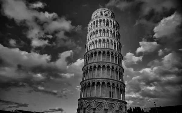 Pisa Italien, Det lutande tornet i Pisa svartvitt fotografi — Stockfoto