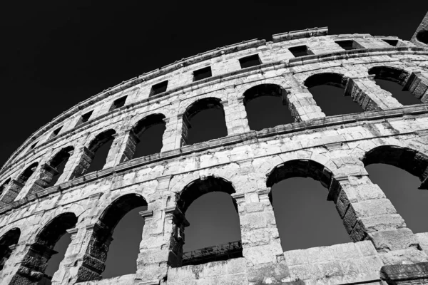 Temple Colloseum Amphitheatre Black and White Photography — Stock Photo, Image