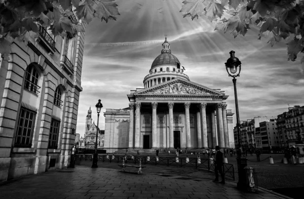 Pantheon im Quartier Latin, Paris Frankreich Schwarz-Weiß-Fotografie — Stockfoto