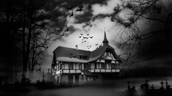 Haunted house Black and White Photography — Stock Photo, Image