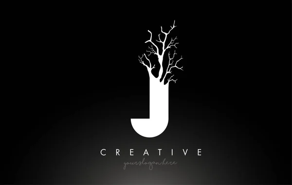 手紙｜J Design Creative Tree Branch.J Letter Tree｜Ic — ストックベクタ