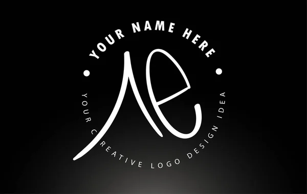 Ae Handgeschreven Letters Logo Design met Circulaire Letter Patroon. — Stockvector