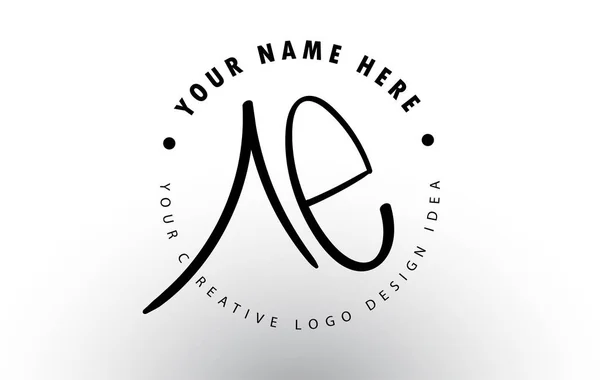 AE Handwritten Letters Logo Design with Circular Letter Pattern. — 스톡 벡터