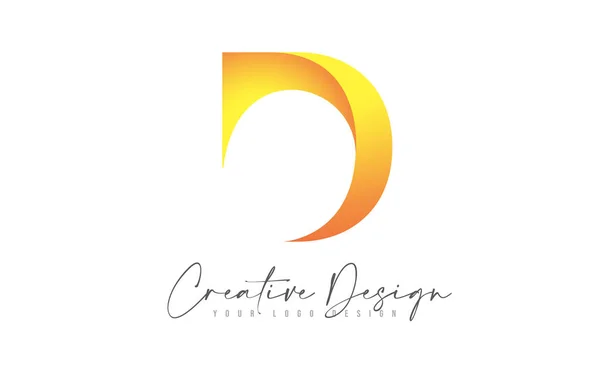 Logo D viola Lettera Icona di design. Design creativo giallo di D Le — Vettoriale Stock