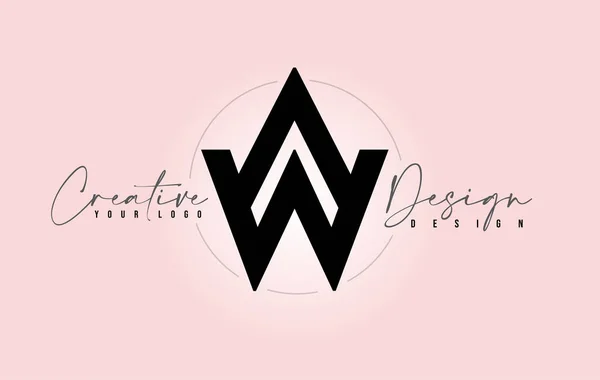 Logotipo de ícone de design de letra AW com letras um em cima do outro —  Vetores de Stock
