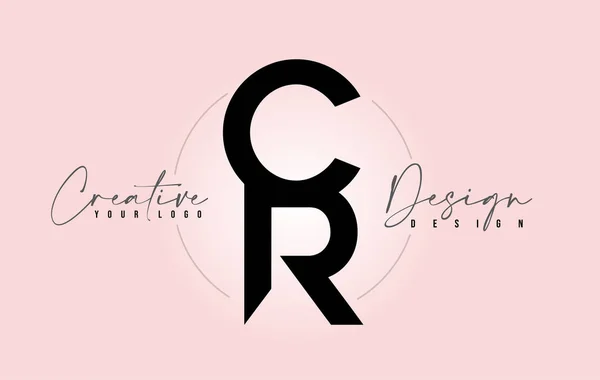 CR-Buchstaben-Design-Symbol-Logo mit Buchstaben übereinander — Stockvektor