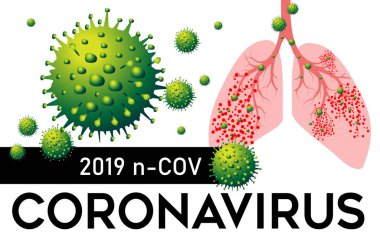 2019 n Cov Coronavirus Çin 'den Ciğerleri Pnömoni Vektör İllüstrasyonu Virüs enfeksiyonu ve Akciğer İltihabı Tepkisi.