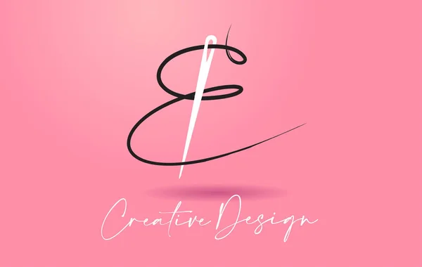 Logotipo Letra Com Agulha Linha Criativa Design Concept Vector Ilustração —  Vetores de Stock