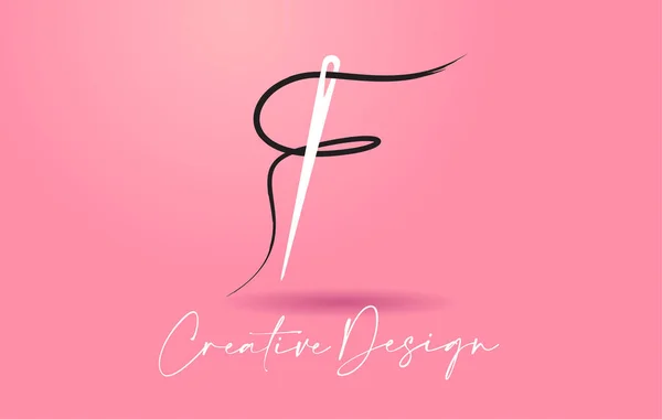 Lettera Logo Con Ago Filo Creative Design Concept Vector Illustrazione — Vettoriale Stock