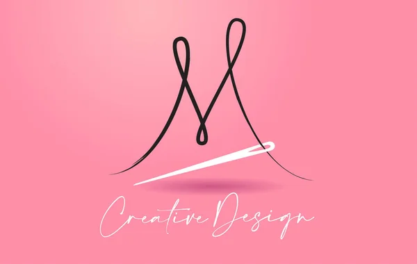 Letter Logo Mit Nadel Und Faden Kreatives Design Konzept Vektorillustration — Stockvektor