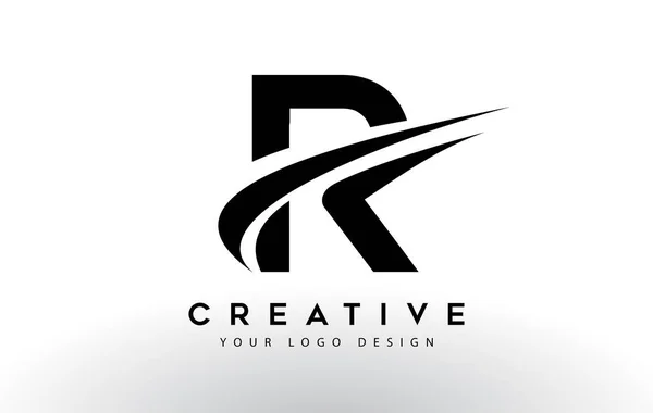 Création Lettre Logo Design Avec Swoosh Icône Illustration Vectorielle — Image vectorielle