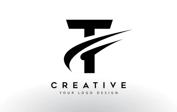 Criativa Carta Logo Design Com Swoosh Ícone Ilustração Vetor — Vetor de Stock