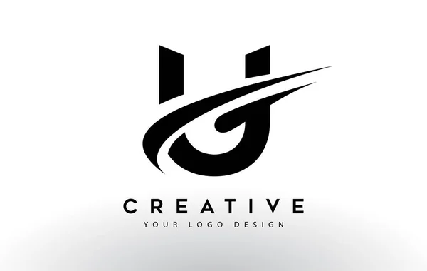 Conception Créative Logo Lettre Avec Illustration Vectorielle Icône Swoosh — Image vectorielle