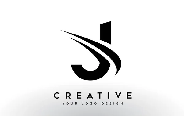 Creative Lettre Logo Design Avec Swoosh Icône Illustration Vectorielle — Image vectorielle