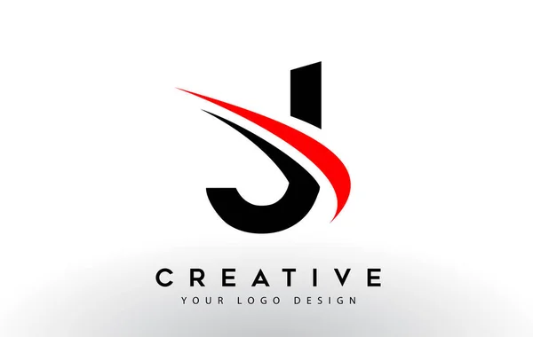 Conception Logo Lettre Créative Noire Rouge Avec Illustration Vectorielle Icône — Image vectorielle