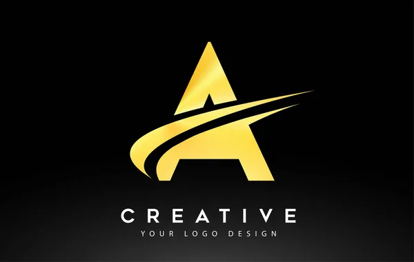 Créatif Une Lettre Logo Design Avec Swoosh Icône Illustration Vectorielle — Image vectorielle