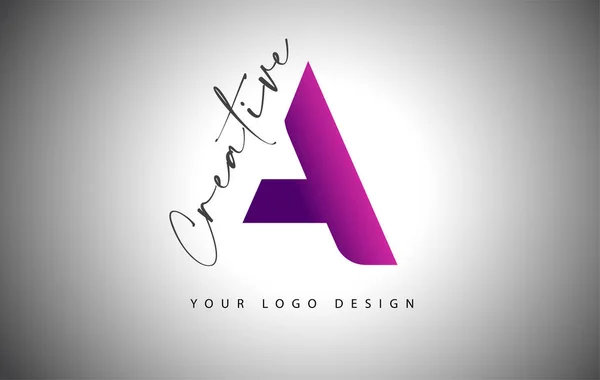 Creative Letter Logo Purple Gradient Creative Letter Cut Icon Vector — Stock Vector