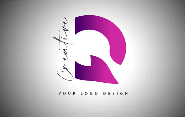 Creative Letter Logo Met Purple Gradient Creative Letter Cut Icoon — Stockvector