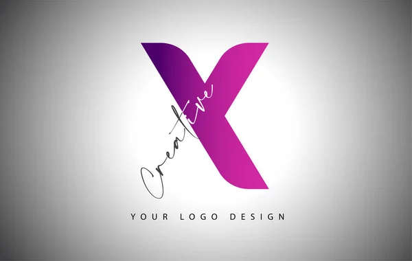 Logotipo Creativo Letra Con Degradado Púrpura Corte Creativo Letra Icono — Vector de stock