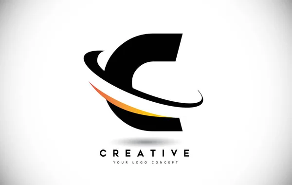 Buchstabe Swoosh Logo Mit Kreativen Gebogenen Swoosh Icon Vector Illustration — Stockvektor