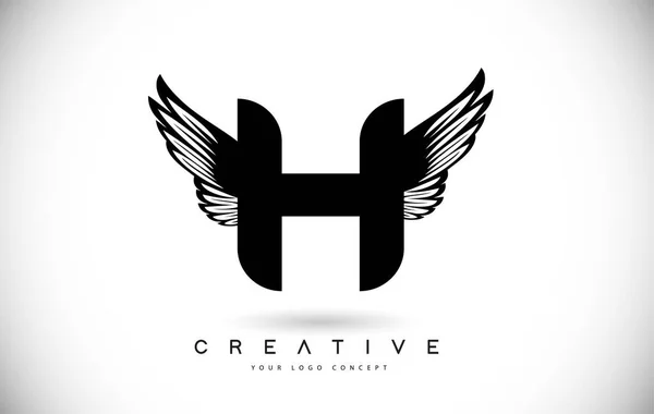 Kanatlı Harfi Logosu Yaratıcı Kanat Harfi Logo Tasarım Vektörü Llüstrasyonu — Stok Vektör
