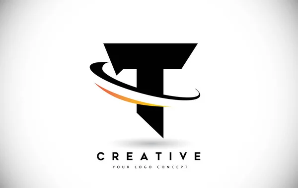 Lettre Logo Swoosh Avec Illustration Vectorielle Icône Swoosh Incurvée Créative — Image vectorielle