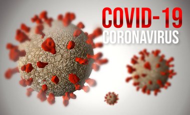 Coronavirus COVID 19 3D Illustration with Red Protein Spikes. Sars COV2 Coronavirus Disease.  clipart
