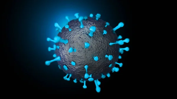 Coronavirus Covid Ilustración Con Espigas Proteínas Rojas Fondo Oscuro Enfermedad — Foto de Stock