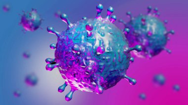 Coronavirus COVID 193 boyutlu Protein Çivileri. Sars COV2 Coronavirus Hastalığı 3D Rending View.