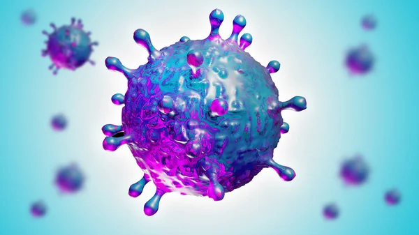 Coronavirus Covid Ilustração Com Spikes Proteína Visão Renderização Doença Por — Fotografia de Stock