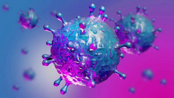 タンパク質スパイクとコロナウイルスCovid 3Dイラスト Sars Cov2コロナウイルス病3Dレンダリングビュー — ストック写真