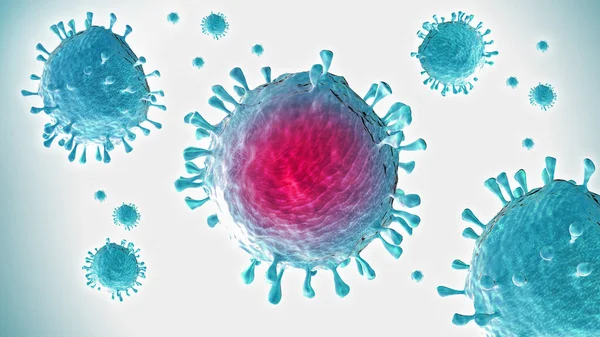 Coronavirus Covid Illustration Rendu Avec Pointes Protéines Vue Rendu Maladie — Photo