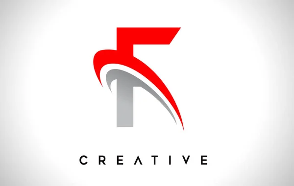 Lettre Logo Lettre Vecteur Conception Avec Rouge Gris Swash Vectorillustration — Image vectorielle