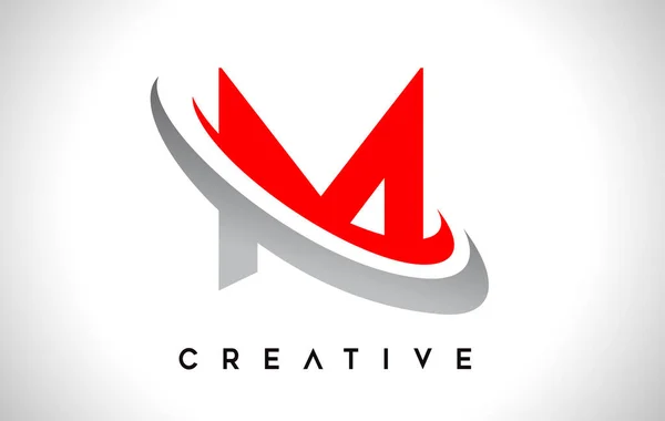 Logo 글자입니다 Letter Design Vector Red Gray Swash Vectorillustration — 스톡 벡터