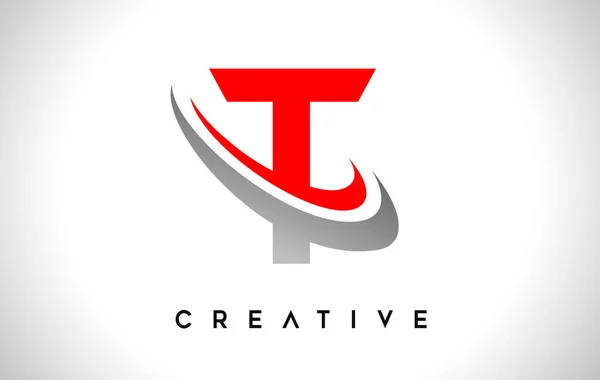 Logo Letter Design Vector Red Gray Swash Vectorillustration — 스톡 벡터