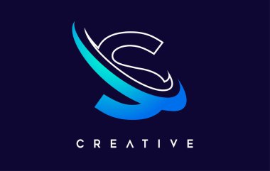 S harfi logosu. S Harfi Tasarım Vektörü Mavi Ekran Vektörü.
