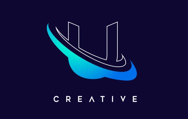 Lettre Logo Lettre Design Vecteur Avec Blue Swash Vecteurillustration — Image vectorielle
