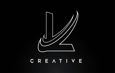 L harfi logosu. Monogram Çizgileri Swash Vektör İllüstrasyonu ile L Harfi Tasarım Vektörü.