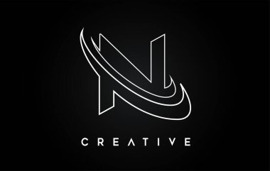 N harfi logosu. NHarf Tasarım Vektörü Monogram Çizgileri Eksik Vektör ResmiComment.