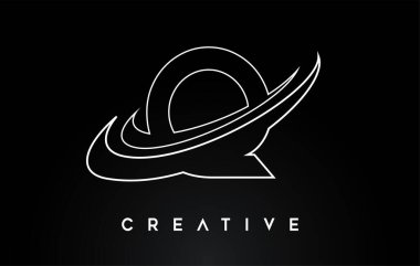 Q harfi logosu. Monogram Çizgileri Swash Vektör İllüstrasyonu ile Q Harfi Tasarım Vektörü.