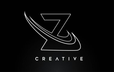 Z harfi logosu. Monogram Çizgileri Eksik Vektör Resimleriyle Z Harf Tasarım Vektörü.